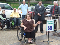 Sara Mills of Advocacy Incorporated speaks on behalf of disabled citizens