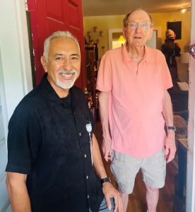 Constable Lopez with a member of the public